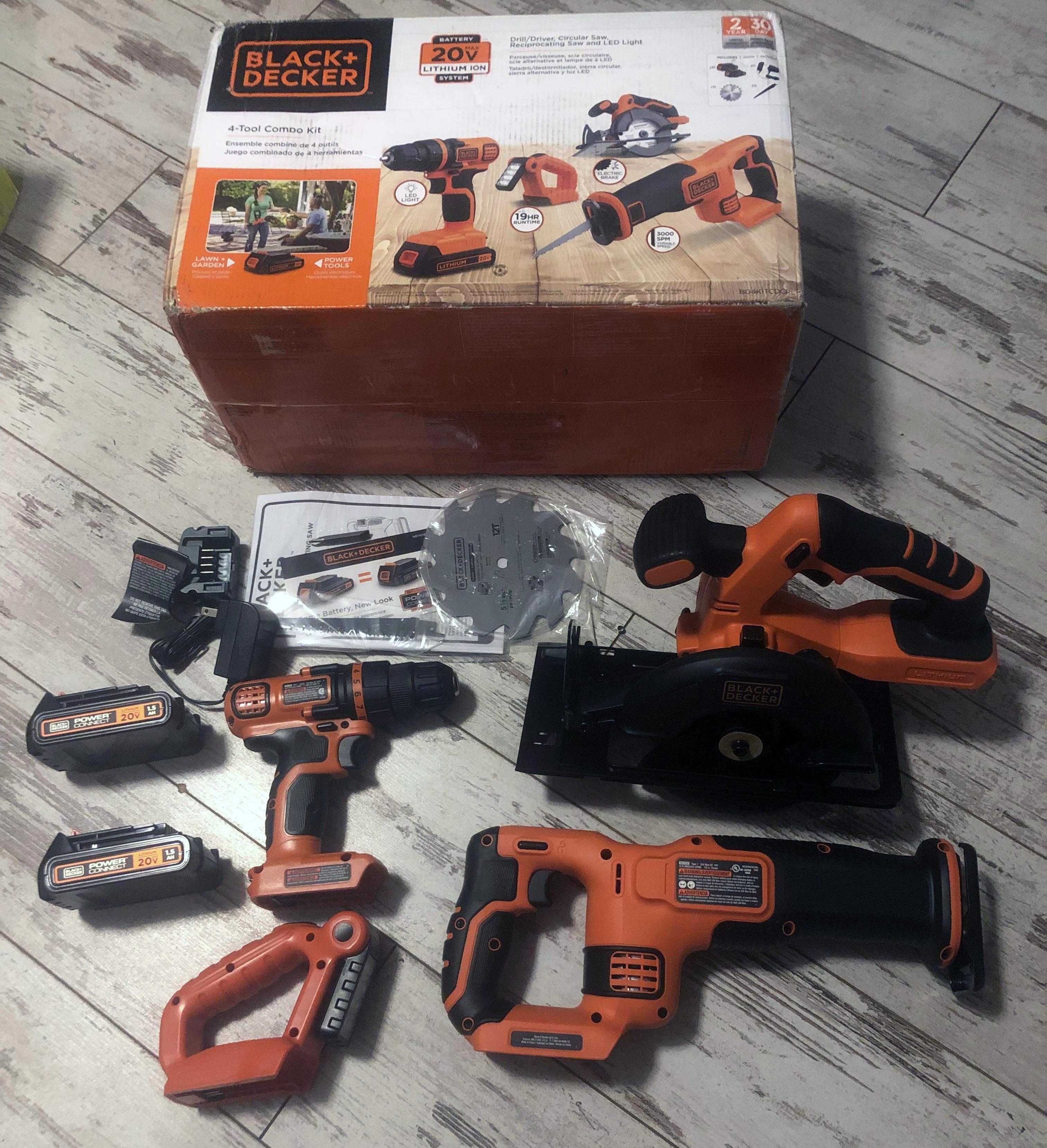 Набір акумуляторного 20В інструменту Black&Decker BD4KITCDCRL з США