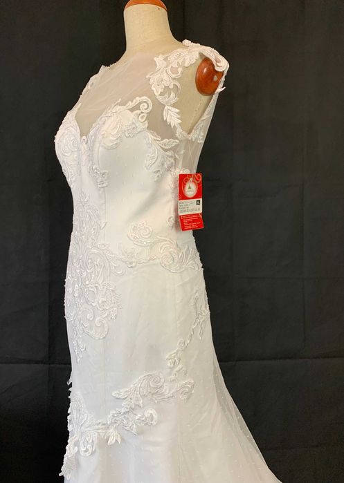 Nowa suknia ślubna 40 L Syrena z trenem koronka rybka biała kościelny