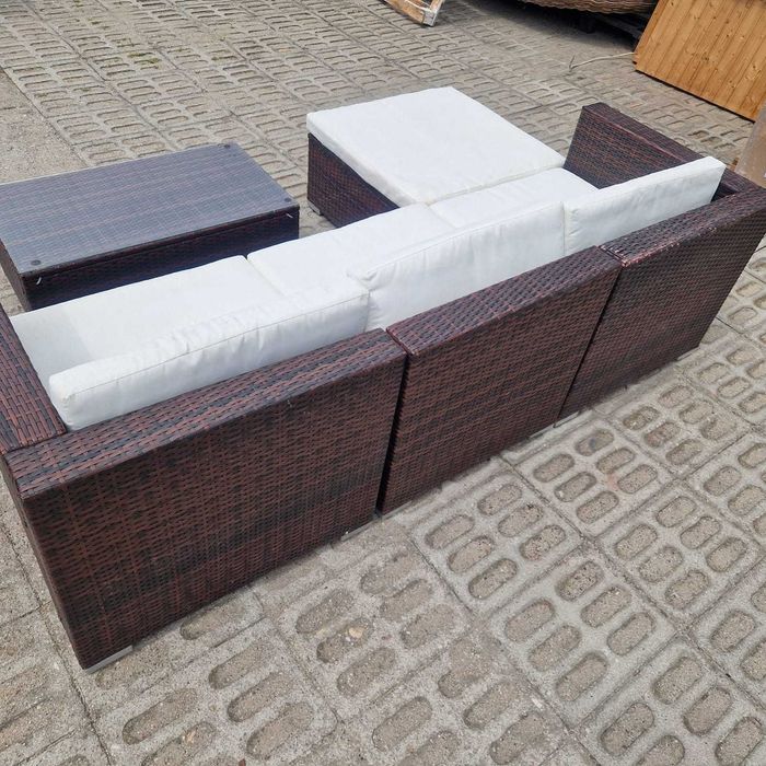 Narożnik ogrodowy sofa z funkcja spania relax zestaw mebli rattanowy