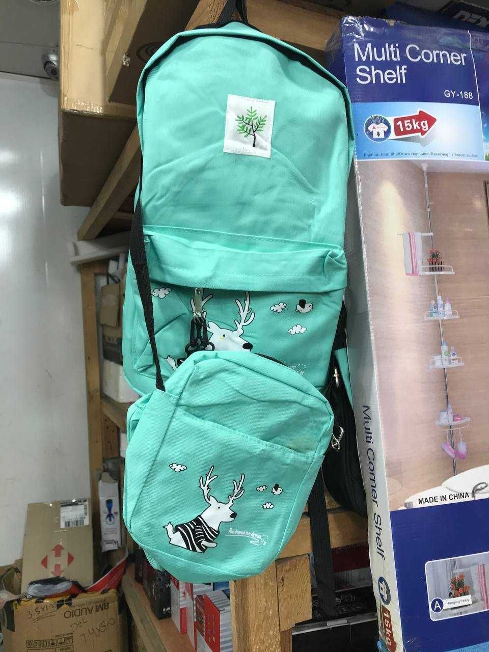 Детский рюкзак набор 4 в 1 с оленем Рюкзак Пенал Косметичка Сумка
