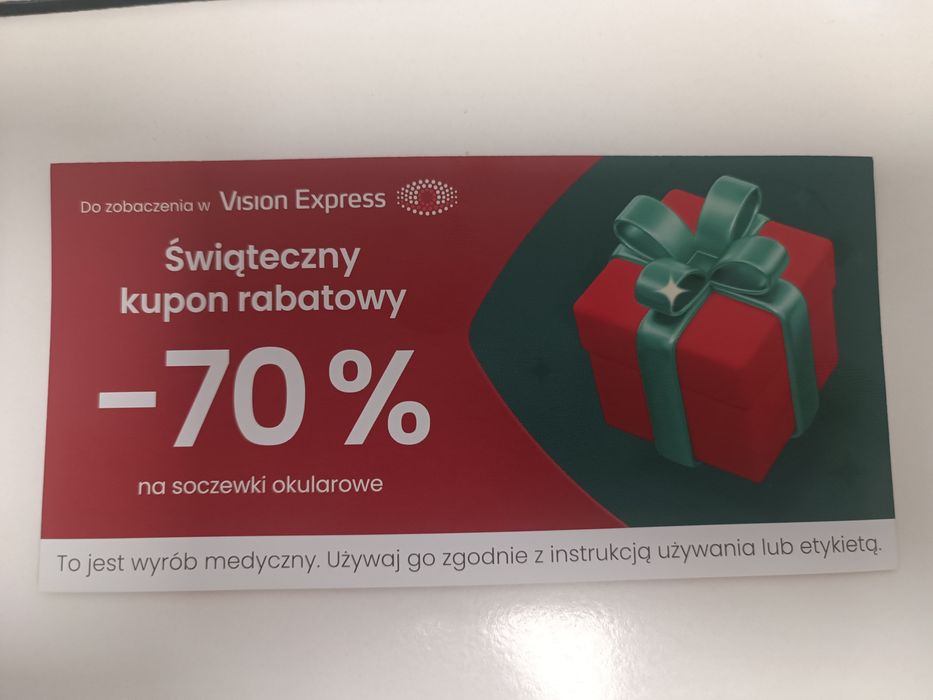 Kupon rabat vision Express - 70 na szkła