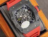 Relógio Richard Mille Preto e Vermelho Luxo Desportivo