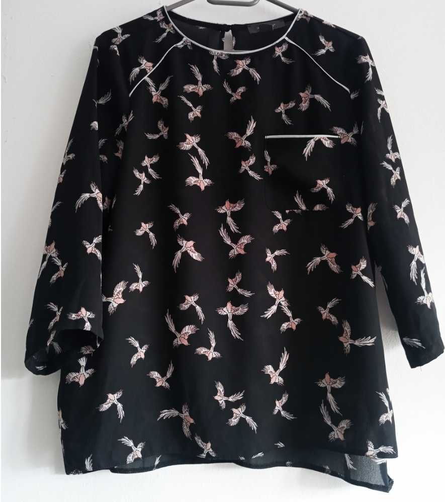Женская черная блузка с карманом птицы Primark р. 42-44