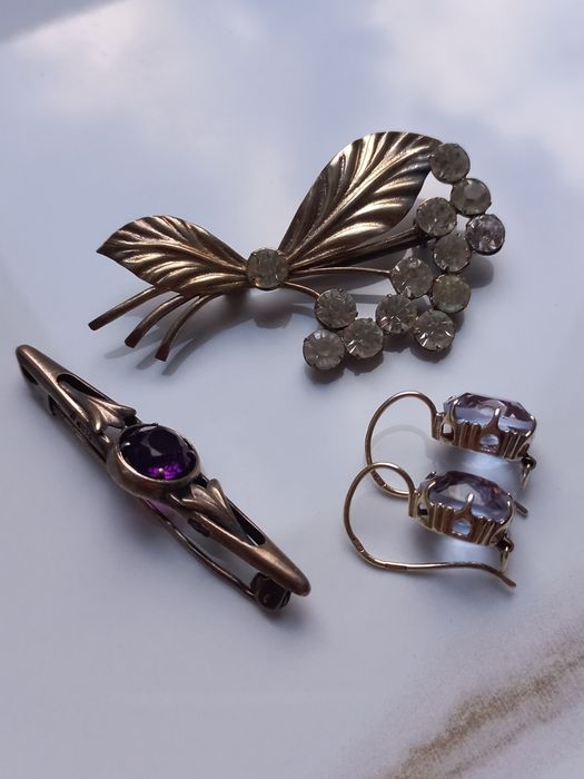 Серьги, броши серебро 875пр звезда