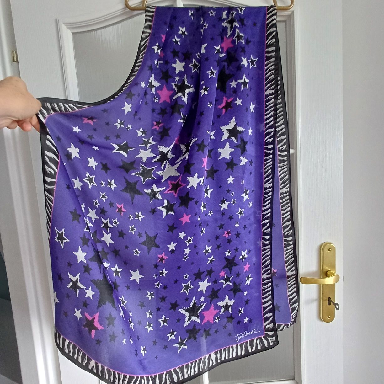wielki szal Just Cavalli 100% silk jedwab 168cm/64cm
