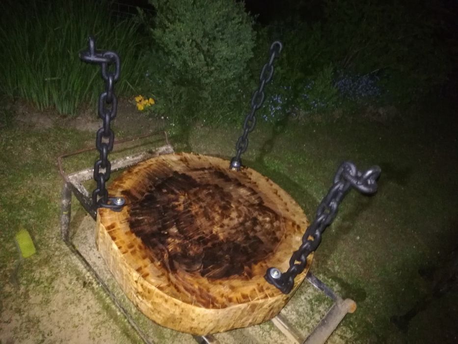 Stolik z plastra drzewa duży masywny+nogi łańcuch