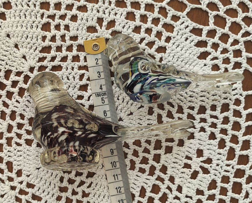 2 szt figurek szklanych ptaszkow z czasów PRL-u