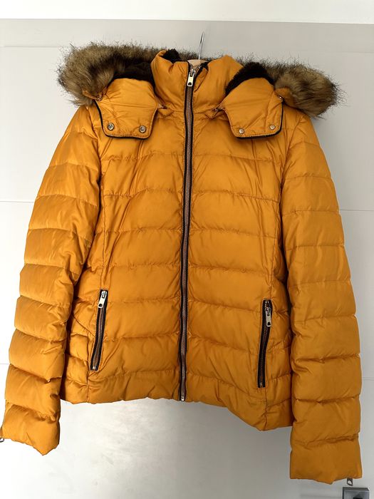 Kurtka Zara zółta zimowa damska ocieplana L