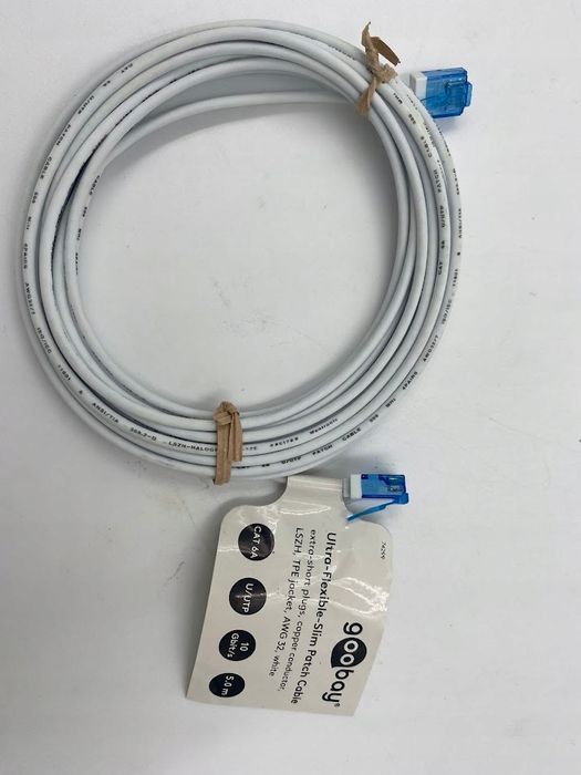 kabel sieciowy patchcord rj45 lan kat.6a ultra slim u/utp biały 5m