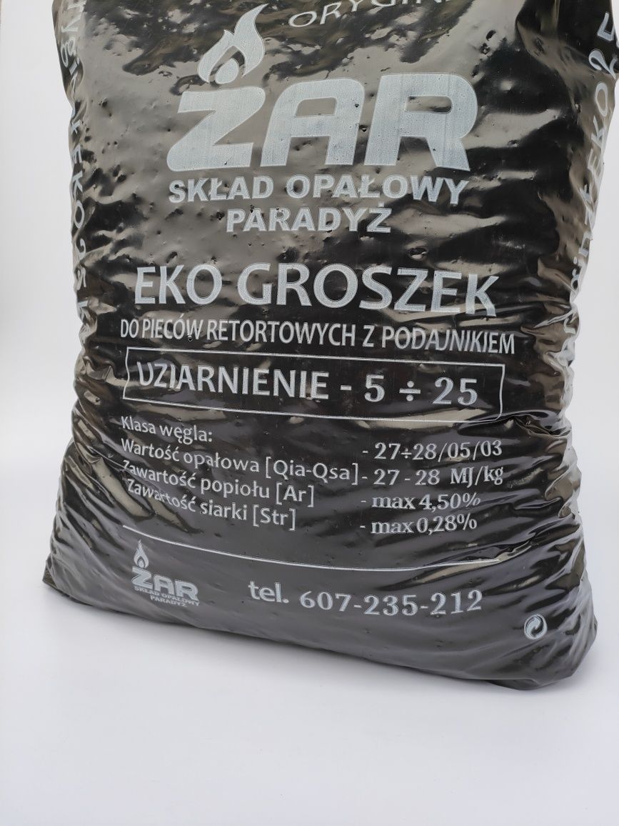 Ekogroszek ŻAR | 28-27MJ/kg | WysokaKaloryczność | SUCHY | Transport