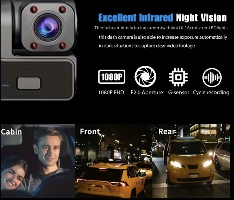 3-канальна відеокамера для автомобіля