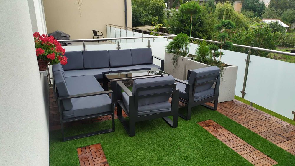 Nowoczesne meble tarasowe ogrodowe- metalowe/ Narożnik