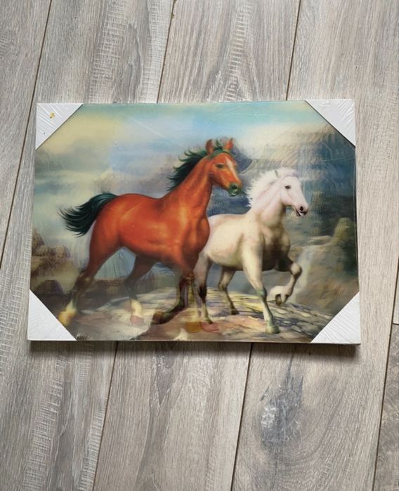 Obraz 3D na drewnie konie w galopie nowy horses