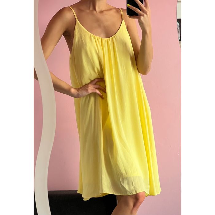 Sukienka xxxl 3xl luźna żółta cienkie ramiączka zwiewna letnia mgiełka