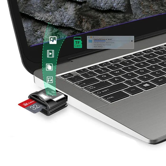 Czytnik MicroSD kart Type-C Typ C adapter kart pamięci macbook android