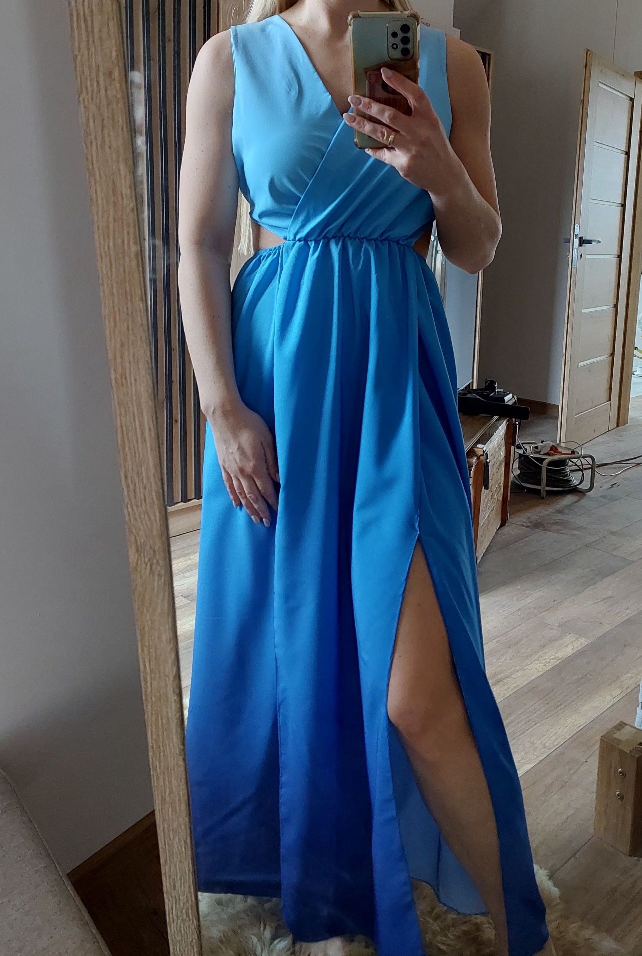 Sukienka maxi letnia niebieska ombre r. S/M