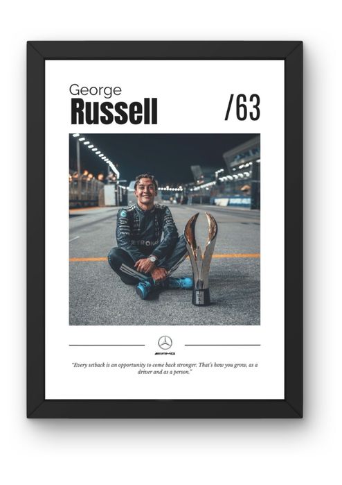 Plakat F1 - George Russell (format A4, Z ramką)