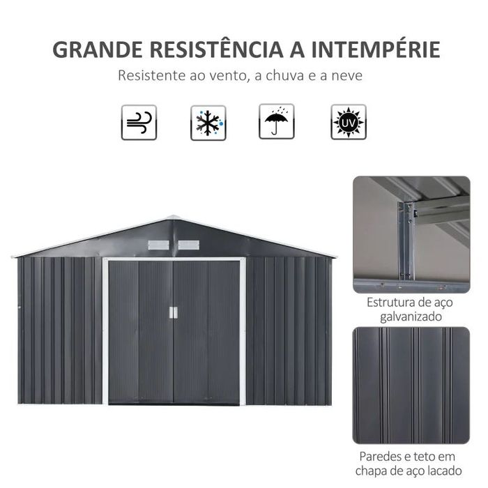 Abrigo de jardim em aço galvanizado — 340x382x200 cm