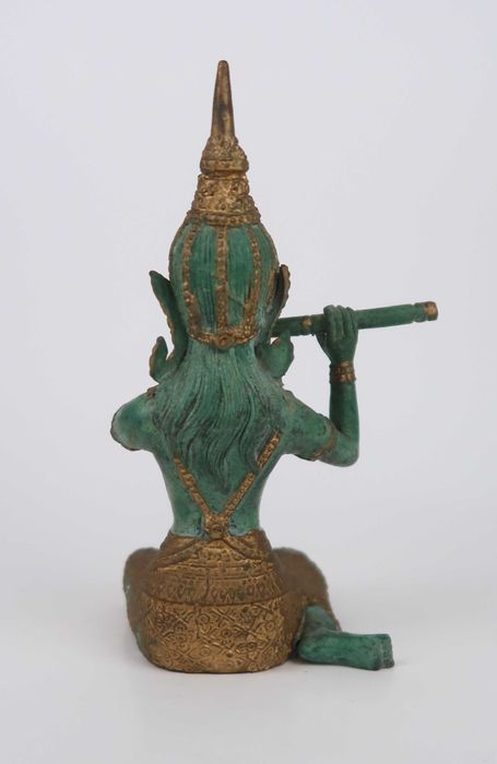 Buda Tailandês em bronze patinado - Tocador de Flauta