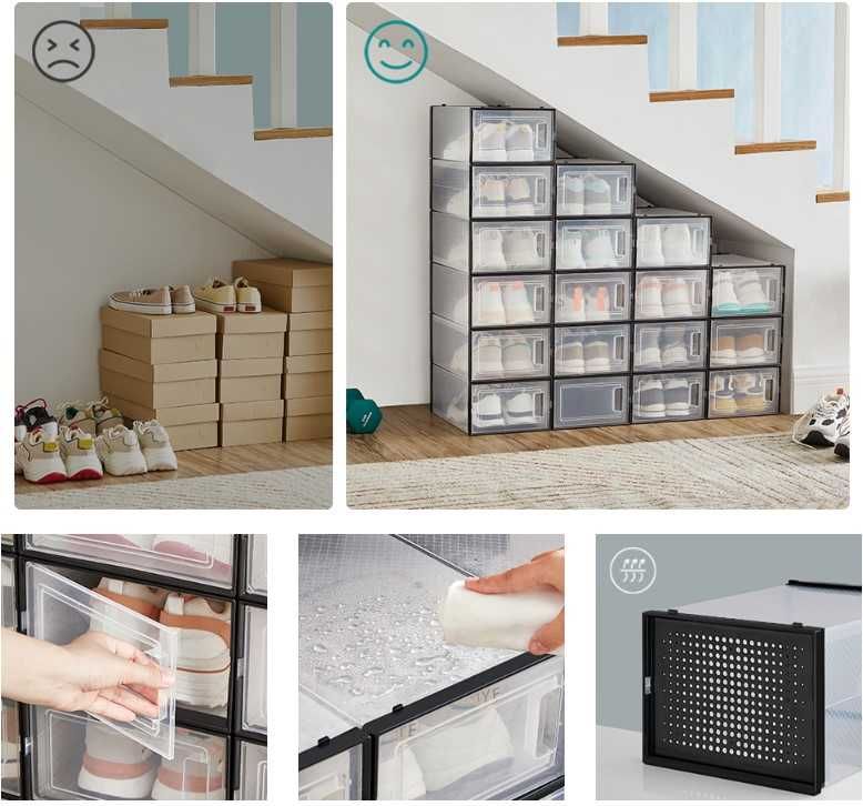 Modułowy zestaw 18 pudełek na buty zabawki Songmics LSP18SBKV1