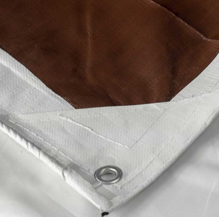 Plandeka GRUBA MOCNA Płachta 4x6m 8x10m UV Wodoodporna Srebrna Oczka