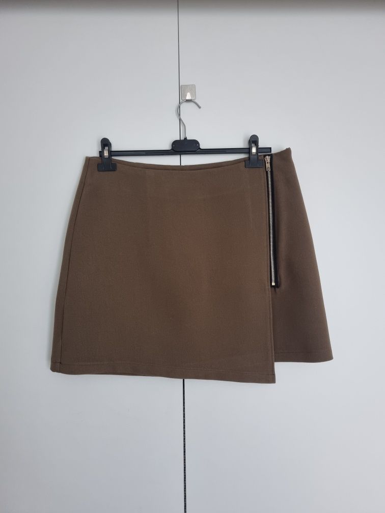 Spódnica mini z rozcięciem XL 42 khaki moda fashion vintage lato