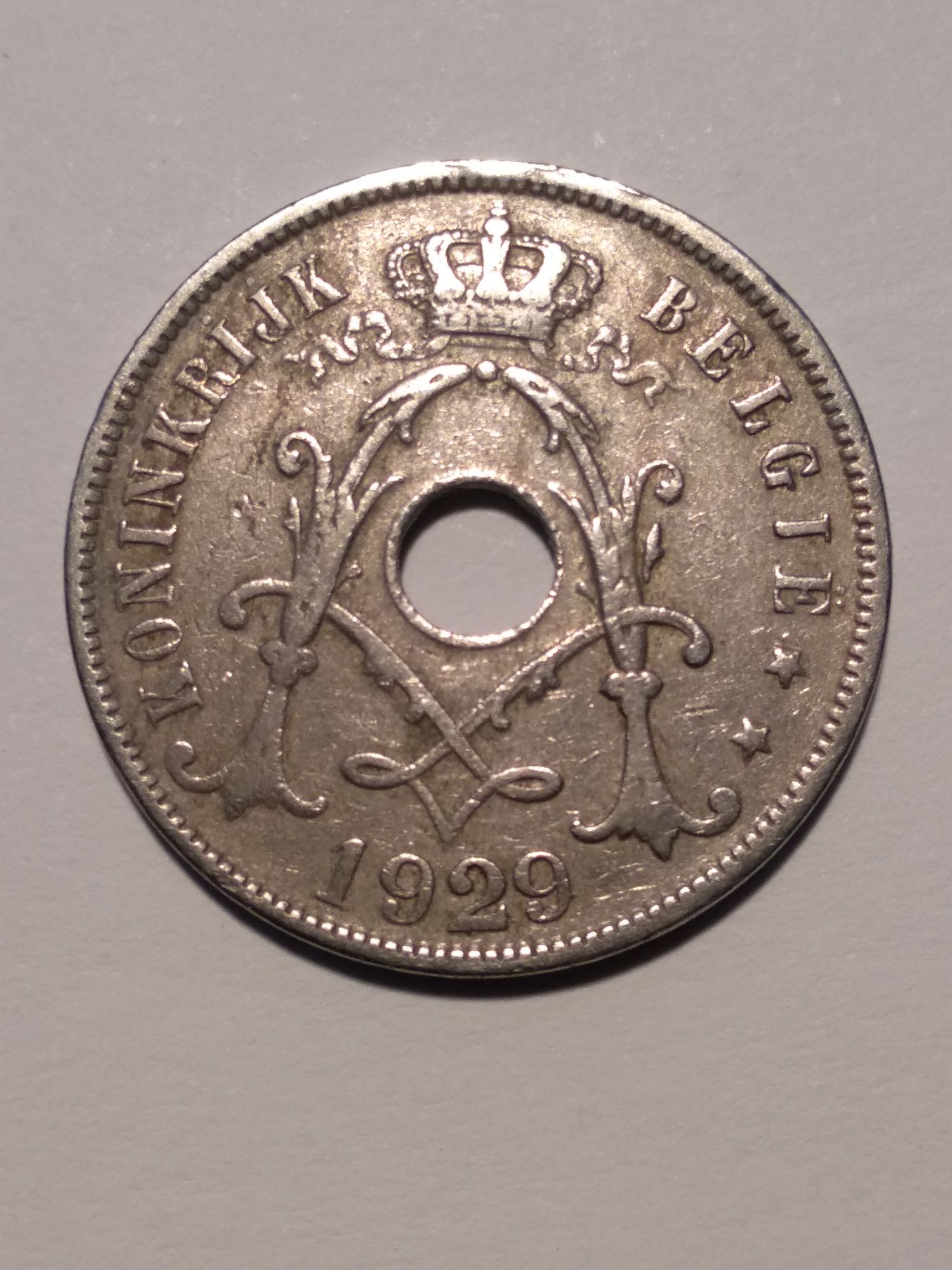 Moeda de 25 Cents 1929 da Bélgica Rei Albert I