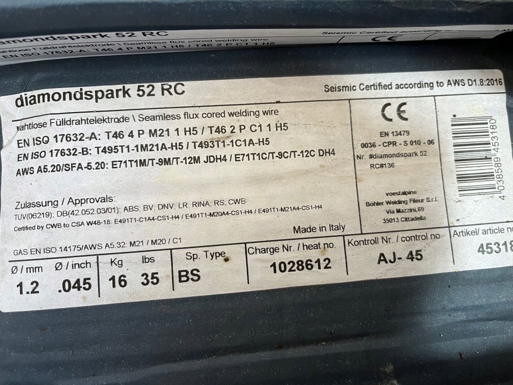 Bohler diamontspar 52rc drut spawalniczy 1,2 do stali