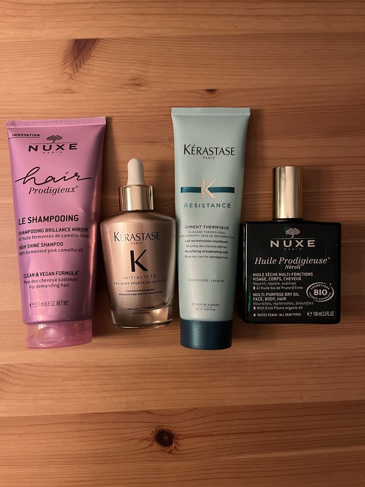 Zestaw oryginalny nuxe kerastase do włosów szampon odżywka serum