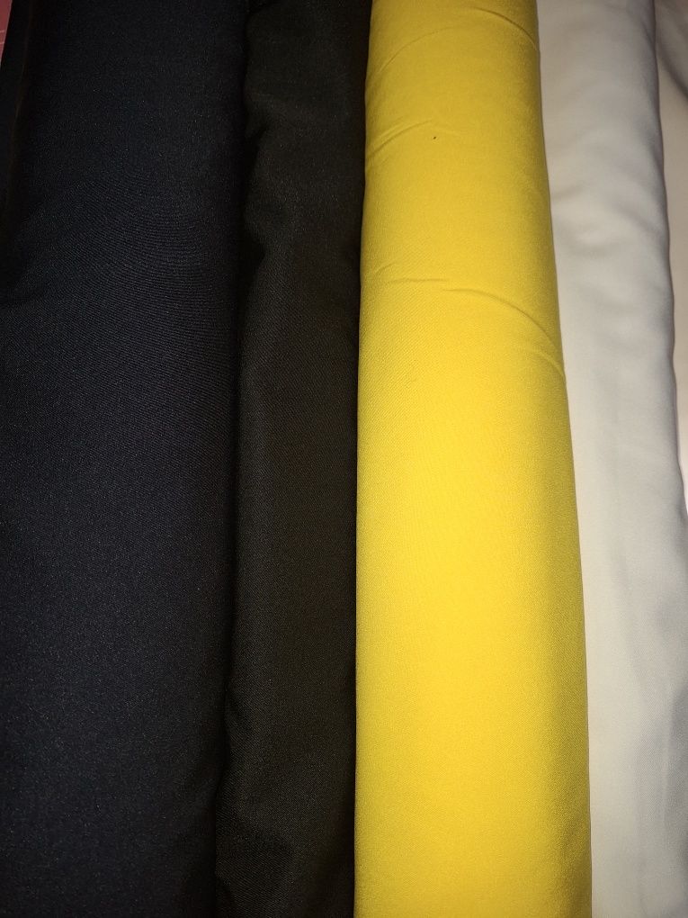 Ткань костюмная Мадонна жёлтая, белая, чёрная, темно-синяя