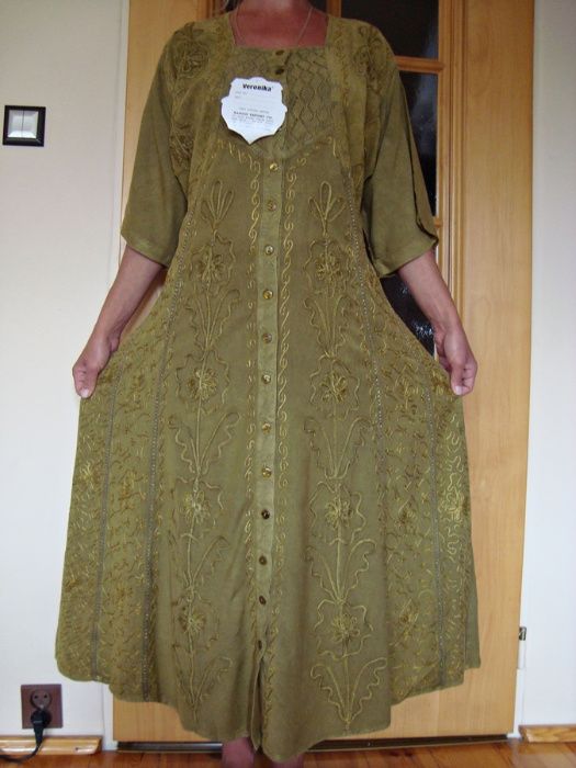 Rozpinana,przewiewna MAXI sukienka indyjsaka na Wisnę, Lato XL