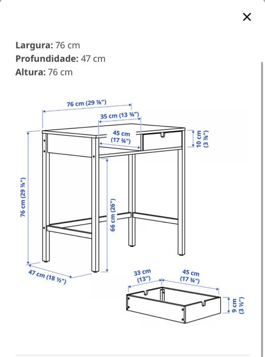NORDKISA Toucador, bambu, 76x47 cm