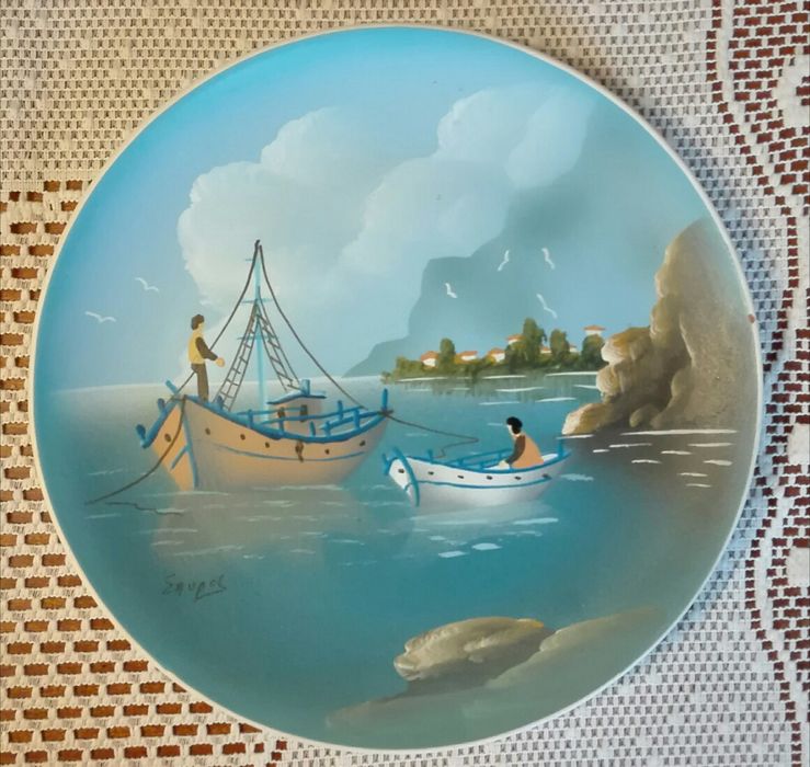 Obrazek ręcznie malowany obraz z Krety - talerzyk