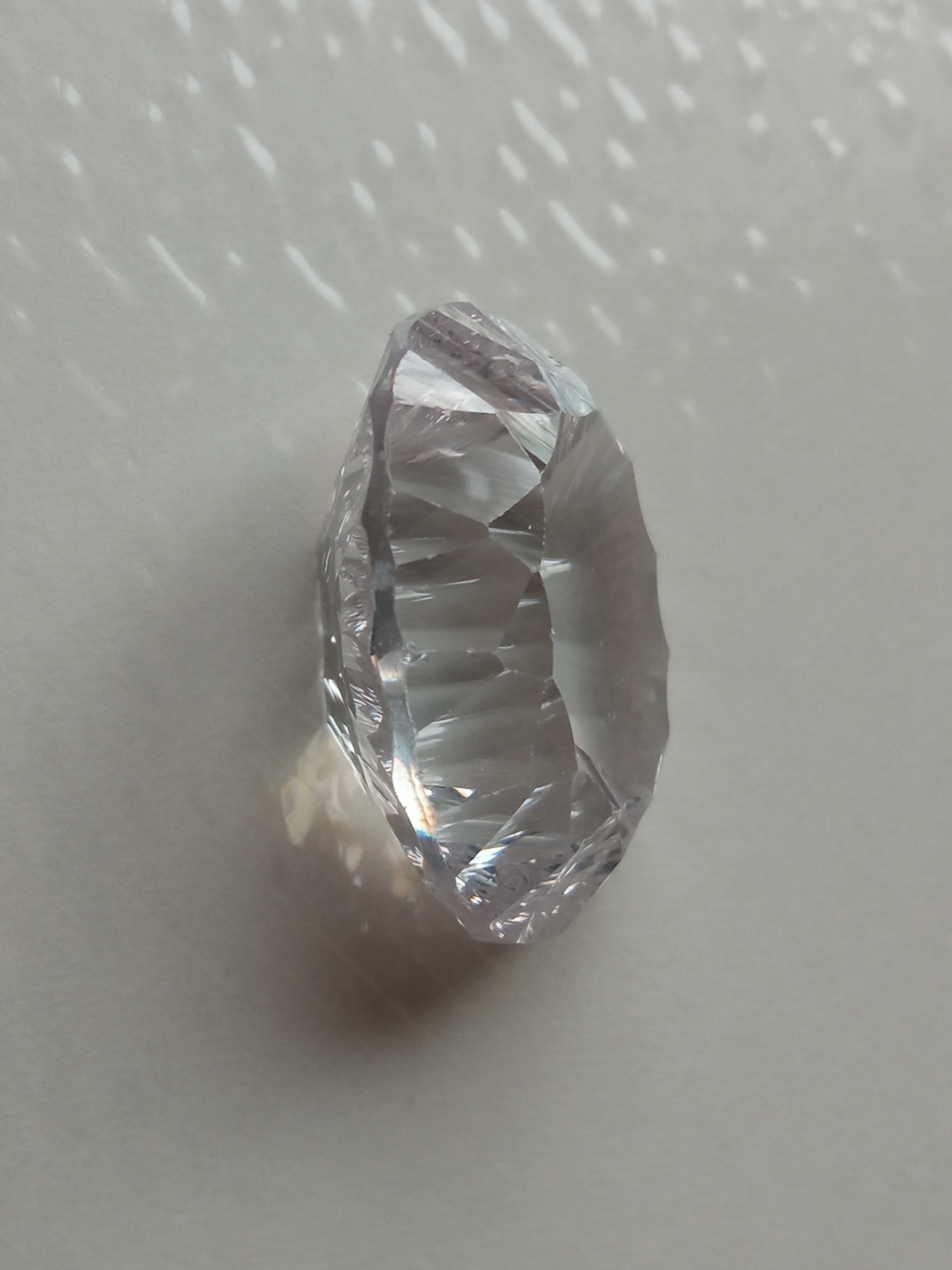 Szklany Kamień fasetowany przezroczysty biały 1,8 x 2,4 cm Owalny