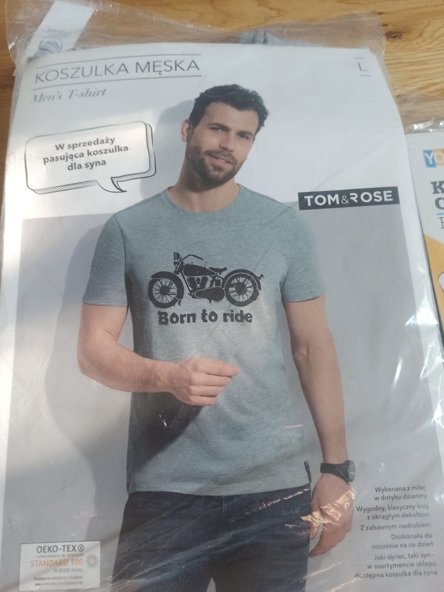 Koszulki tata i syn, r. L i 110/116, dzień ojca, Nowe!
