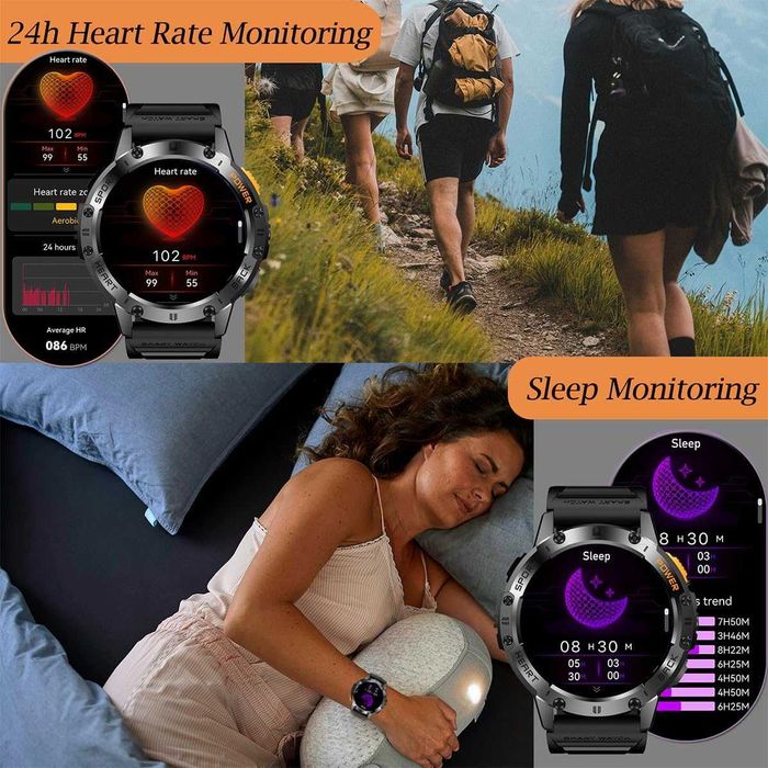 Smartwatch K65 do połączeń Bluetooth Ekran AMOLED