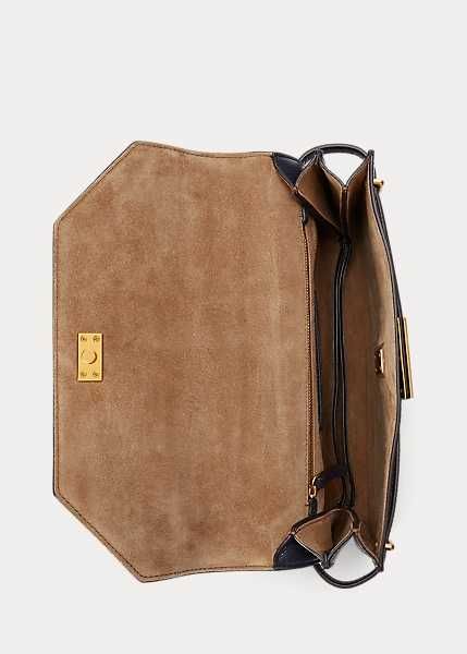 Сумка Polo ID Leather Satchel Polo Ralph Lauren Темно Синяя