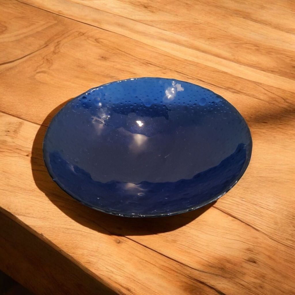 Artystyczna misa ze szkła kobaltowego – ręcznie formowana, Ø 29 cm