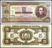 Boliwia 5 BOLIVIANOS 1945 UNC