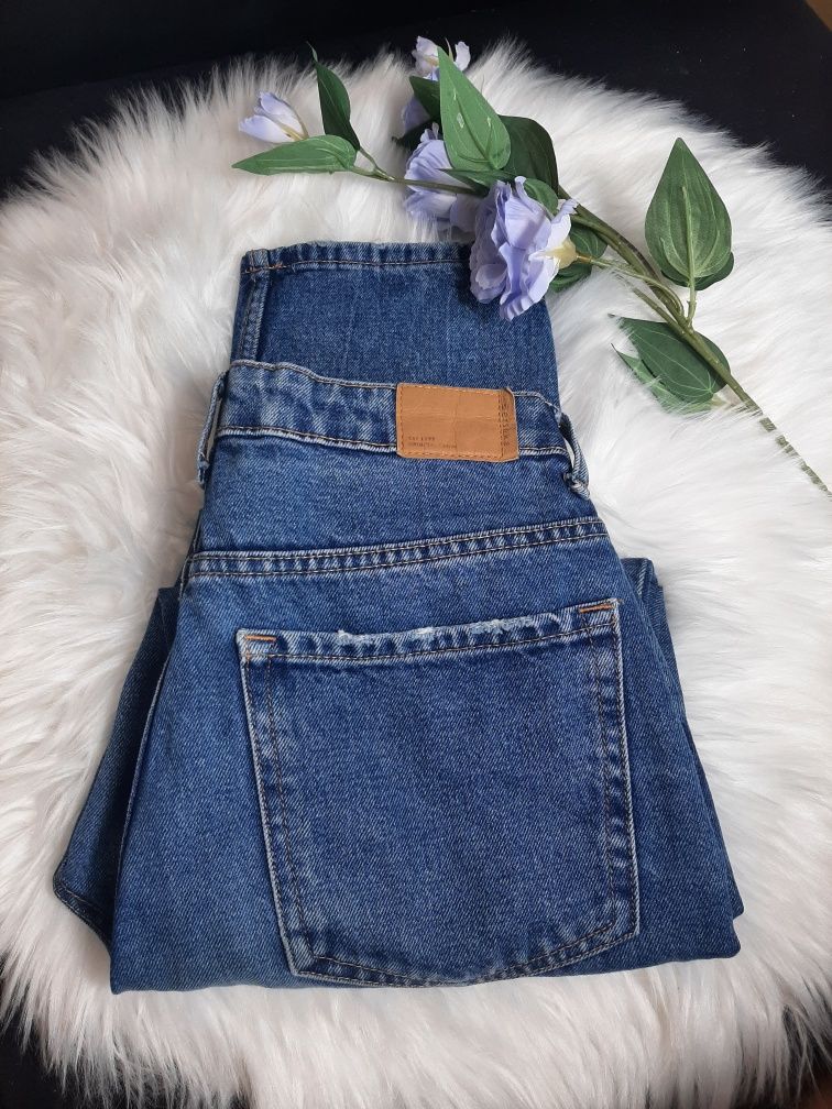 Spodnie jeansy damskie wysoki stan proste nogawki rurki vintage Bershk