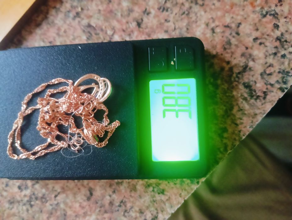 Naszyjnik złoty różowe 585 długość 55 cm ametyst