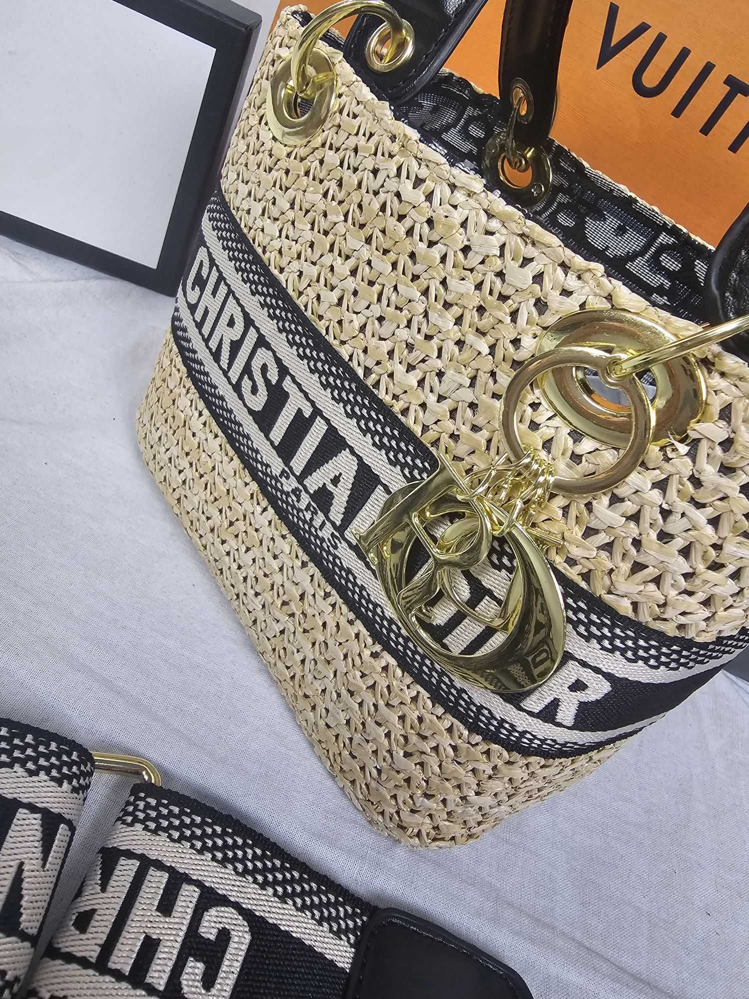 Torba Christian Dior wiklinowy koszyczek listonoszka
