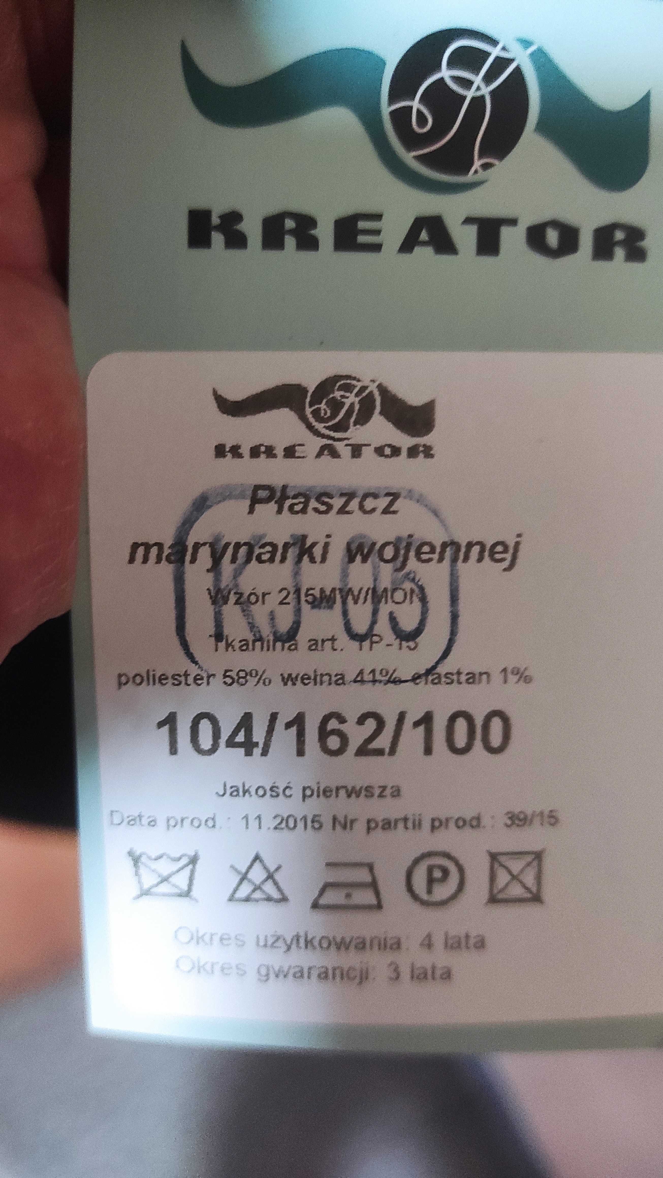 Płaszcz Marynarki Wojennej 215MW/MON - 104/162/100 - aktualny wzór