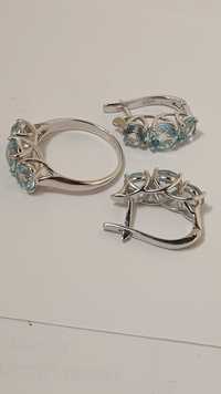 Сережки та кольцо з топазами в комплекті