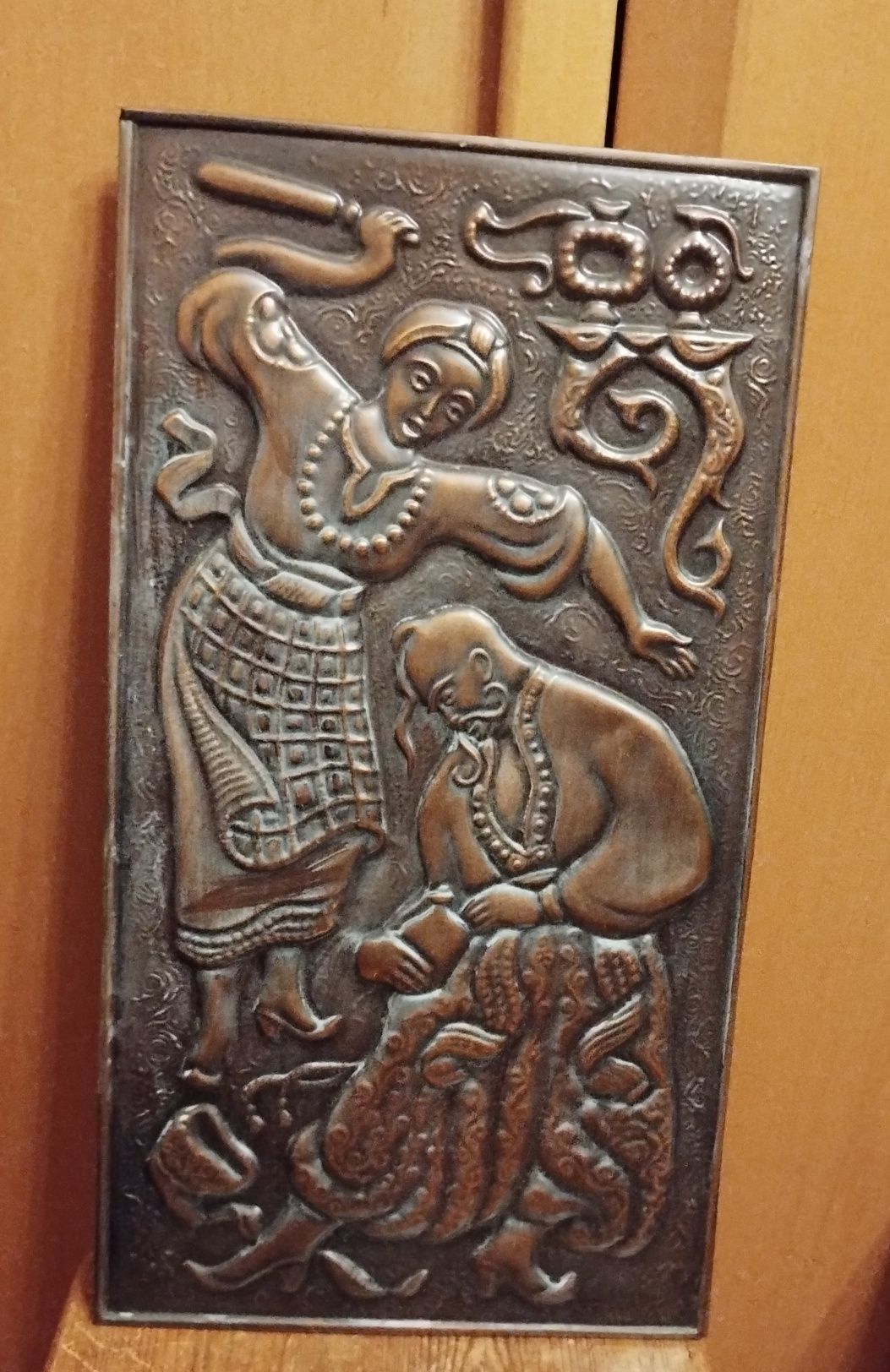 Obraz  wytłaczany na płycie metalowej sztych relief motyw kozacki  Vin