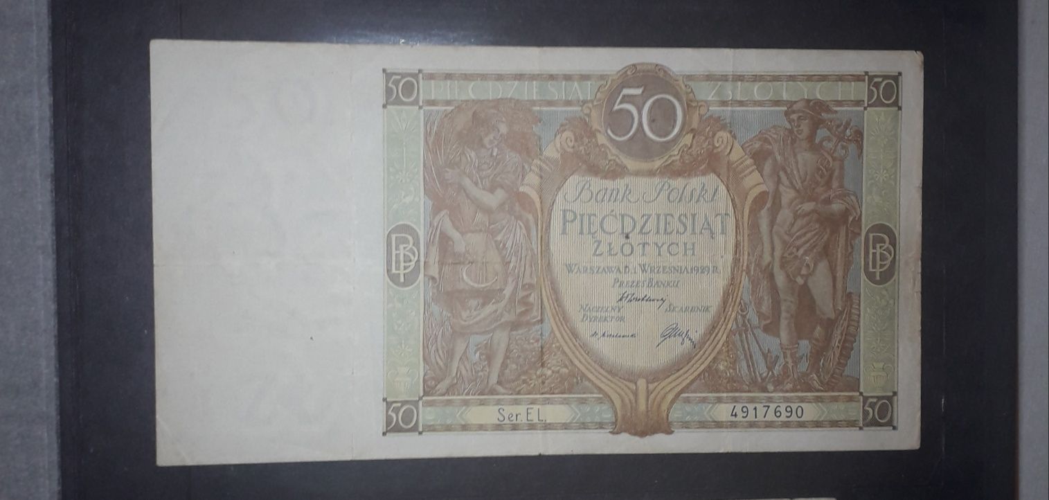 II RP Banknot 50 zł 1 Września 1929 r. Ser. E L. Stan Średni