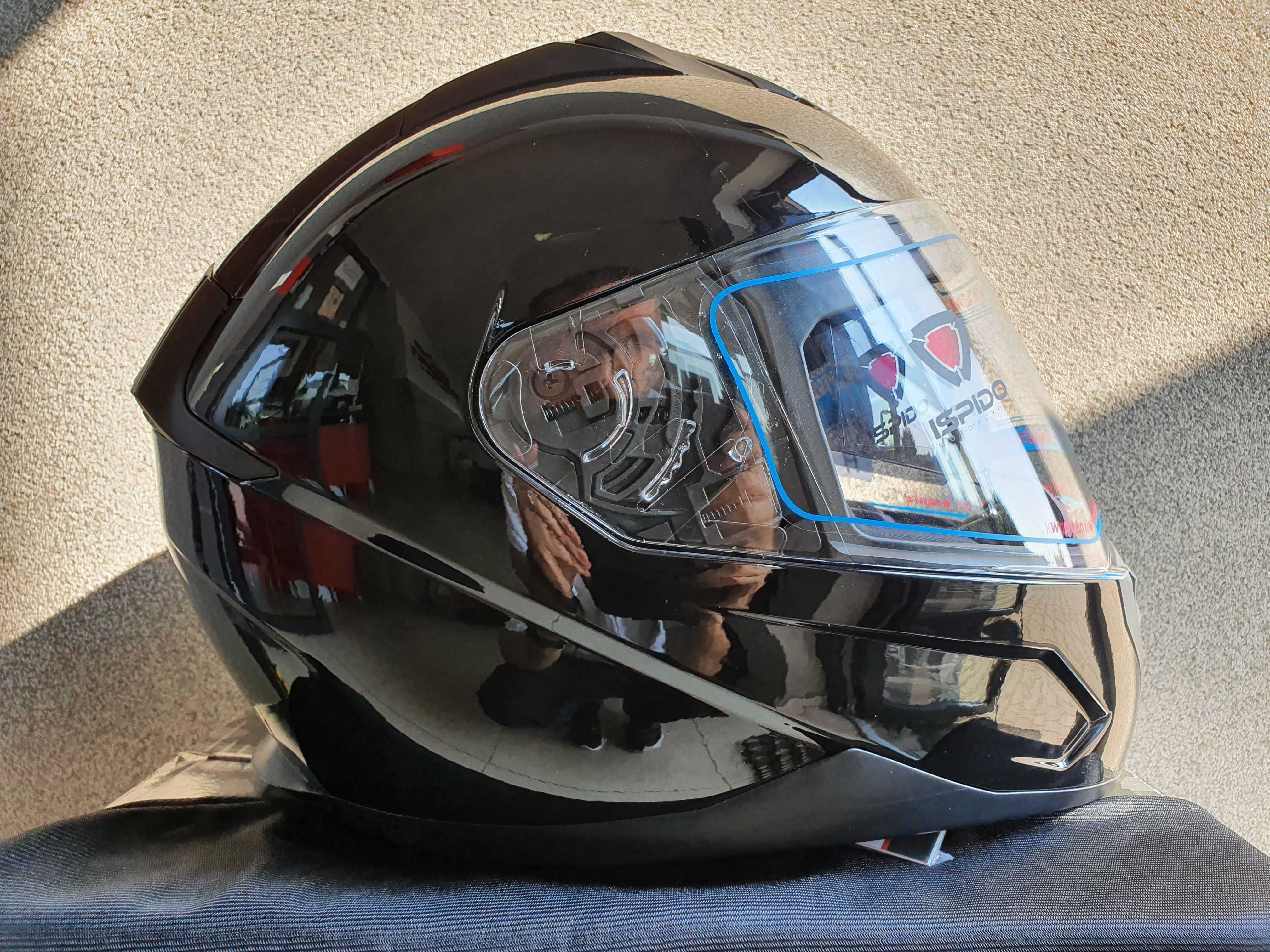 Kask motocyklowy integralny Ispido - czarny/błysk M