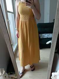 Asos żółta/muszdardowa długa sukienka damska rozmiar S