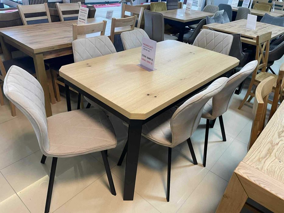 (114WN) Stół loft rozkładany + 6 krzeseł, wyprzedaż 1899 zł