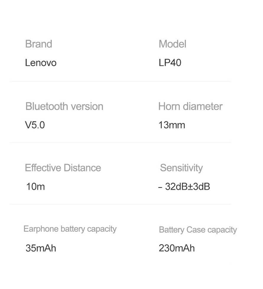 Słuchawki bezprzewodowe Lenovo LP40 TWS redukcja szumów Stereo